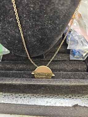 Necklace 22"inch Gold-tone Sagittarius Flip To Constellation With Crystal's...